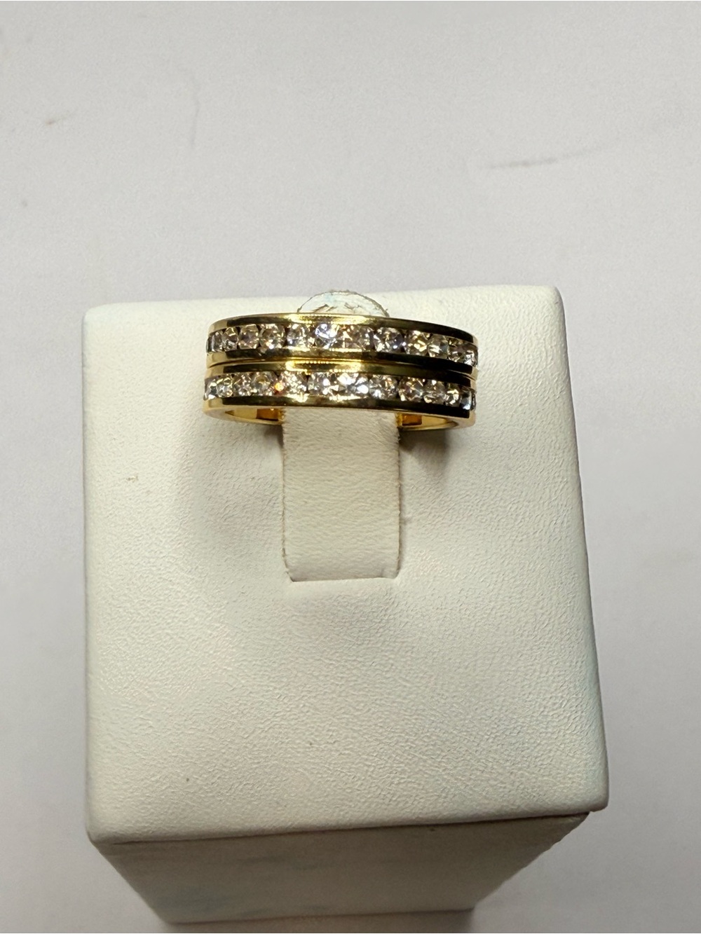 Charter Club Gold Plated Crystal Eternity Ring Set Size 6 NWT